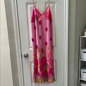 Vintage Frederick’s of Hollywood spaghetti strap Pink Floral Slip Dress 10
